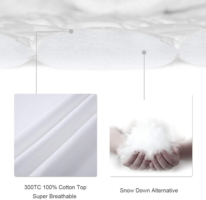 LEISURE TOWN Cotton Mattress Pad Queen Size Fitted Quilted Mattress Cover Pillow Top Mattress Topper Cooling Soft Breathable Mattress Protector with 8-21 Deep Pocket,Machine Washable (60x80 Grey)