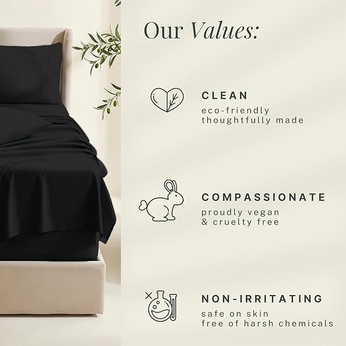 Hearth & Harbor Extra Deep Pocket Sheets - Fits Mattress 18-24 Inches Deep - Extra Deep Pocket Split King Size Sets - 7 Piece Split King Size - Black
