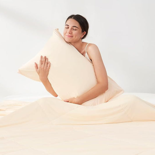 Cozy Bliss Cooling Pillow Cases for Hot Sleepers, Q-Max>0.45, Queen Size Set of 2, Soft & Silky Pillow Covers with Envelope Closure,Gift, Yellow, 20x30 Inches