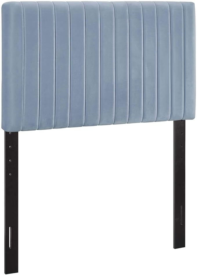 Modway Keira Channel Tufted Performance Velvet Upholstered Twin Headboard in Light Blue