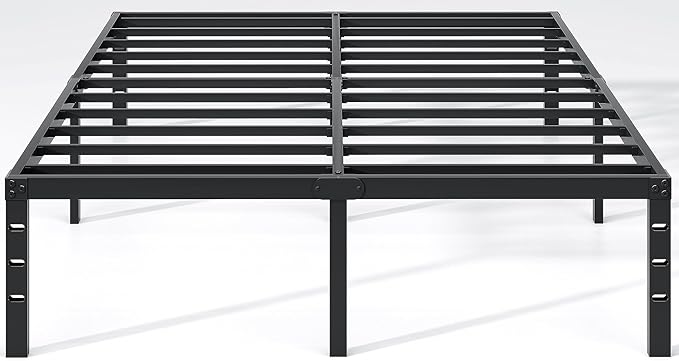 NEW JETO Metal Bed Frame,Full Size Bed Frame with Storage Space,Heavy Duty Sturdy Mattress Foundation,Easy Assembly,No Box Spring Needed, Black,12 Inch,Full