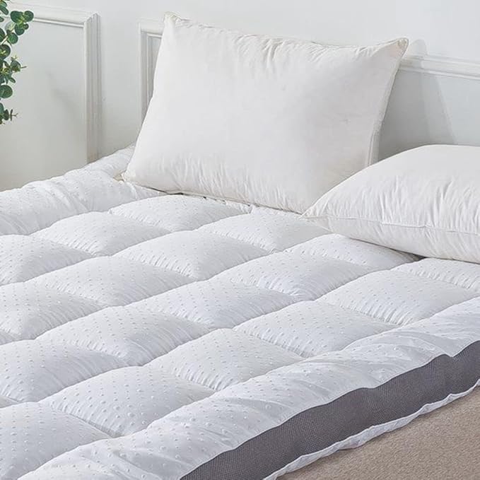 Mattress Topper Full Mattress Pad Protector - Quality Plush Luxury Down Alternative Pillow Top - Extra Thick Mattress Cover(Full Size), White