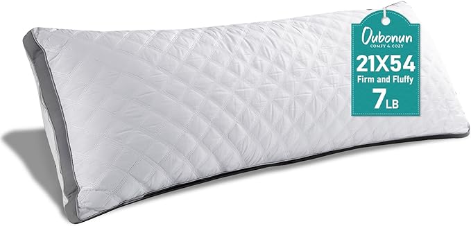 Oubonun Premium Adjustable Loft Quilted Body Pillows - Firm and Fluffy - Quality Plush - Down Alternative - Head Support Pillow - 21"x54"