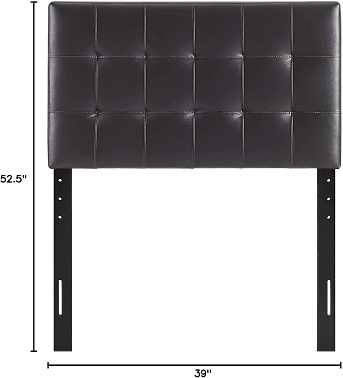 Modway Lily Tufted Faux Leather Upholstered Twin Headboard in Brown