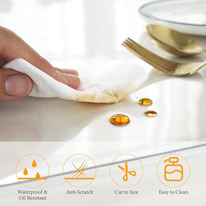 Deep Dream Clear 1.5mm Rectangular Tablecloth, 18x72 Inch, Polyvinyl Chloride, Ideal for Desk, Dining Table, Nightstand Protection