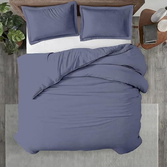 Kotton Culture 3 Pc Twin XL/Twin Duvet Cover Set-100% Egyptian Cotton 600 Thread Count Ultra Soft Premium Durable Comforter Cover Zipper Closure & Corner Ties- (Mediterranean Blue, 68" X 90")
