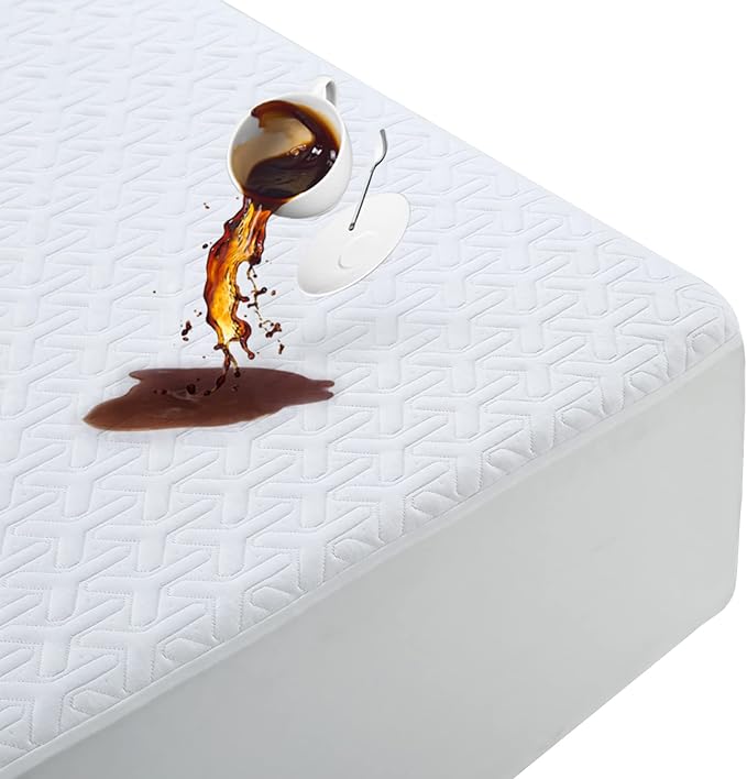 MERITLIFE Premium Waterproof Full Size Mattress Protector Double 4D Mattress Cover Cooling Breathable Mattress Pad Fitted Up 8"-21" Vinyl-Free Noiseless Washable (White,Full 54"x75")