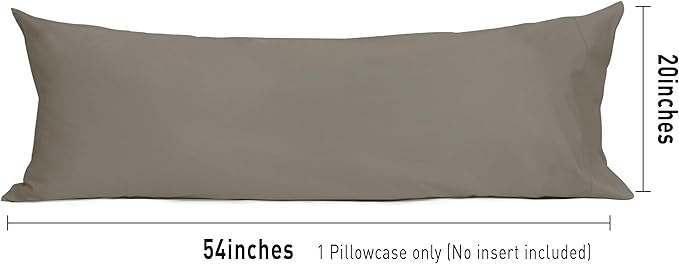 Sunflower Body Pillowcase 100% Cotton Long Pillow Cover/Case Envelope Closure 1 Pack, 20×54 inches Taupe Gray, Soft and Breathable