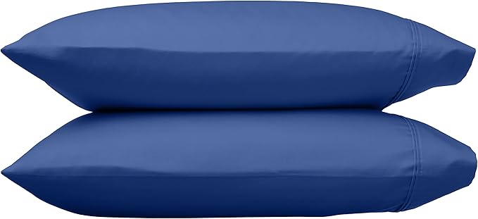 Amazon Basics 400 Thread Count 100% Cotton Pillow Cases, Soft & Breathable Sateen Weave, Machine Wash, Standard Size, 20" x 30", Navy, Set of 2
