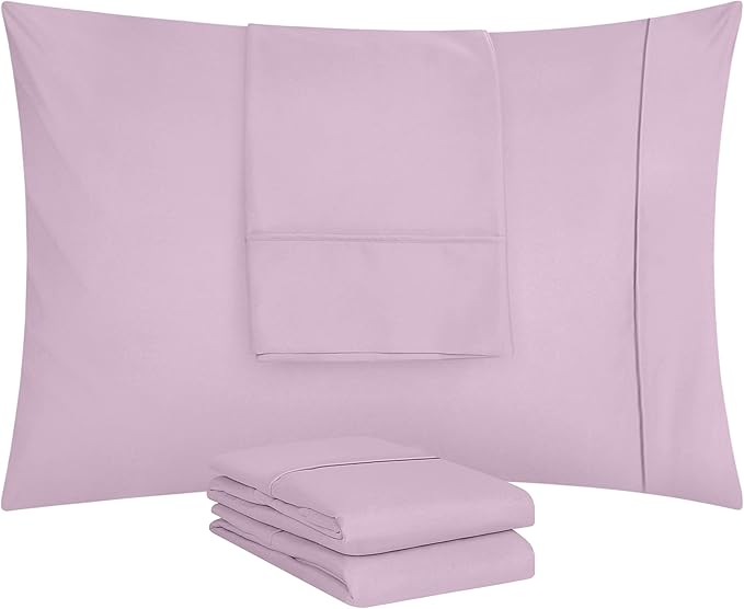 Utopia Bedding Standard Pillow Cases - 4 Pack - Envelope Closure - Soft Brushed Microfiber Fabric - Shrinkage and Fade Resistant Pillow Covers Standard Size 20 X 26 Inches (Standard, Lavender)