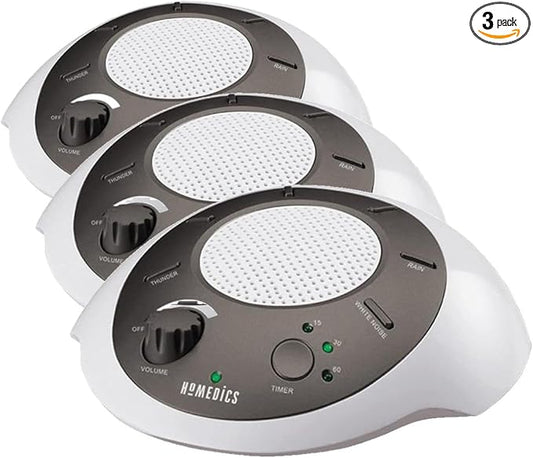 Homedics SoundSleep White Noise Sound Machine, Gold, Small Travel Sound Machine with 6 Relaxing Nature Sounds, Portable Sound Therapy for Home, Office, Nursery, Auto-Off Timer, by Homedics (Pack of 3)