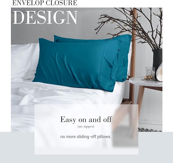 WishSmile Teal Cooling Pillowcases,2 Pack,20x36 inches