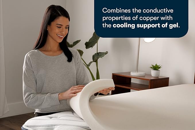 Serta CopperGel Cooling, Pressure-Relieving Memory Foam Mattress Topper, 2 Inch, Twin XL