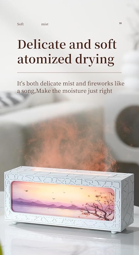 250ml Essential Oil Diffuser, Fireplace Flame Design Aromatherapy Humidifier, 7 Color LED Lights, Ultrasonic Quiet Auto Shut-Off Timer, BPA-Free for Home Bedroom Office (C08W)