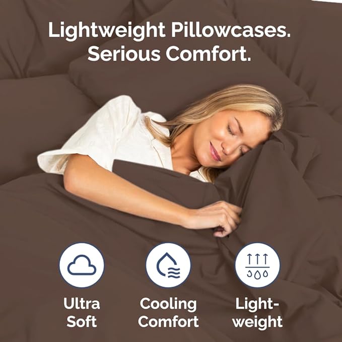 Body Pillowcases Set of 2-20x54 Long Body Pillow Case - Soft Body Pillow Cover for Sleeping & Side Sleepers - Comfy, Breathable, Wrinkle & Fade Free - Machine Washable w/Envelope Enclosure (Brown)