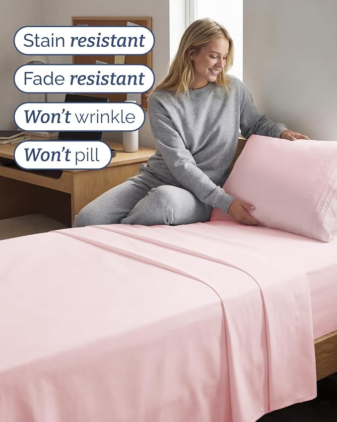 Twin XL Size 3 Piece Sheet Set - Comfy Breathable & Cooling Sheets - Hotel Luxury Bed Sheets for Women & Men - Deep Pockets, Easy-Fit, Soft & Wrinkle Free Sheets - Lavender Pink Oeko-Tex Bed Sheet Set