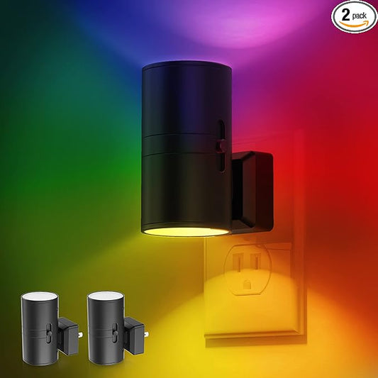 L LOHAS LED Night Light, Night Lights Plug into Wall, Color Changing Nightlight RGB with Light Sensor, Home Decor for Kids Gifts, Halloween, Christmas, Holiday, Hallway Bedroom Kids’ Room, 2 Pack
