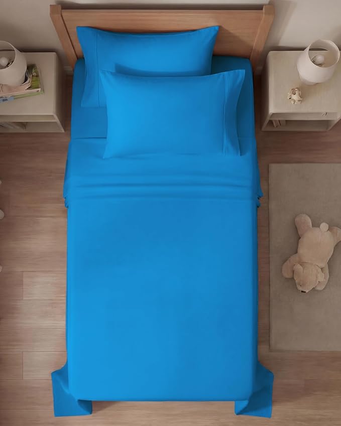 Twin 4 Piece Sheet Set - Comfy, Breathable & Cooling - Hotel Luxury Bedding for Women, Men, Kids, Teens & Children - 1 Flat & 1 Fitted Sheet & 2 Pillowcases w/ Deep Pockets - Wrinkle Free - Royal Blue