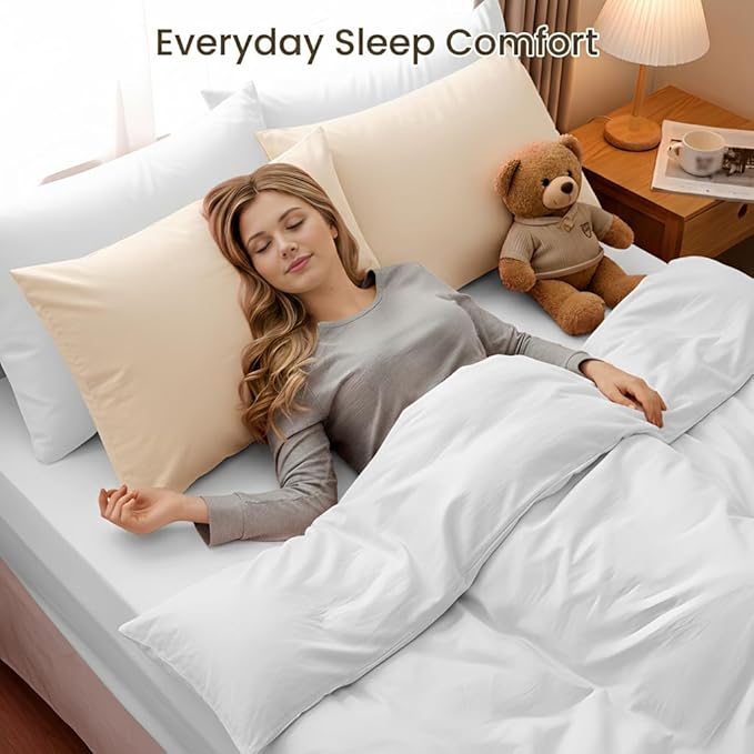 Brushed Microfiber Pillow Cases Standard Size Pillow Case-Envelope Closure Pillowcases Set of 2,Cooling & Moisture Wicking,Wrinkle Resistant Bed Pillowcases 20" X 30"(Queen,Khaki)