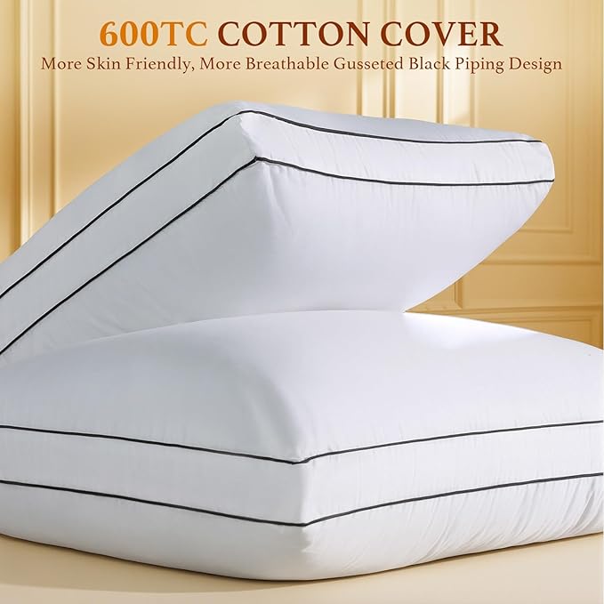 Premium Canadian Goose Down Pillow Standard Size Set of 1 Pack, 750+ Fill Power, 100% Cotton Shell, Luxury Hotel Quality Bed Feather Pillow for Side Back Stomach Sleepers(White,20" x 26")