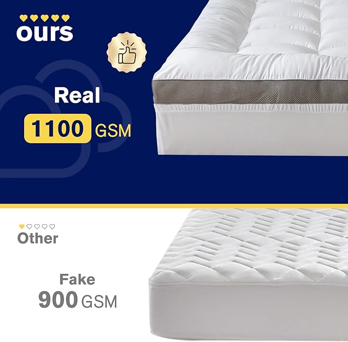 Ultimate Comfort and Cooling: 100% Cotton 2" Thick Twin XL Mattress Topper - Luxurious Softness, Good for Back Pain, Revolutionary Cooling Technology, No-Slip Design, Ideal for Deep Sleep Mattress Pad
