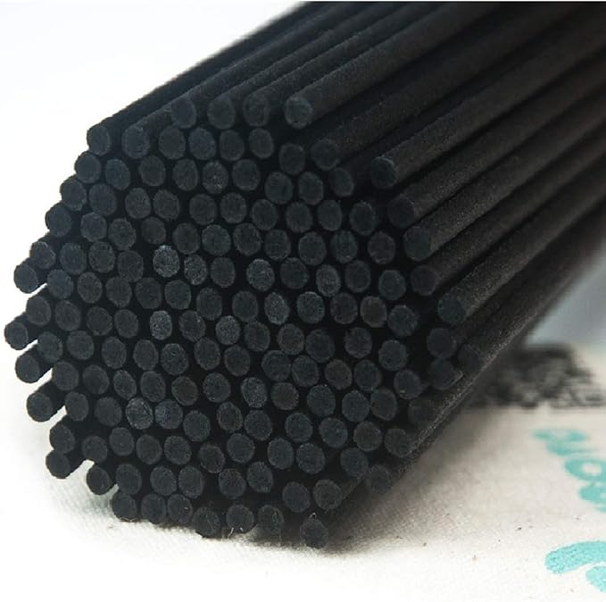 Resafy Reed Diffuser Sticks, Jecnovo Pack of 100 Fiber Sticks with Handmade Linen Bag, Safe and Non-Toxic, 9 Inches Long 3mm Diameter Aromatherapy Diffusers for Home, Spa and Office(Black)