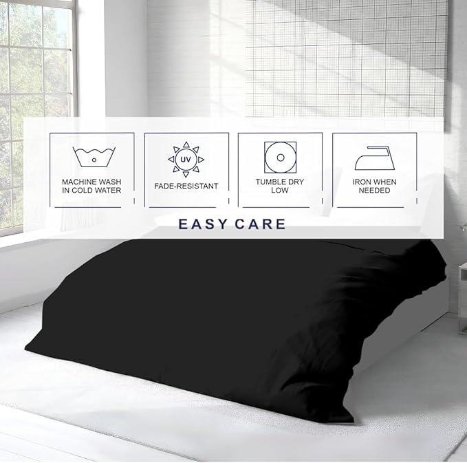 Kotton Culture 3 Pc 120" x 98" Duvet Cover Set Oversized King 100% Egyptian Cotton - 600 Thread Count Comforter Cover, Zipper Closure & Corner Ties - Fits Large King Inserts - Black