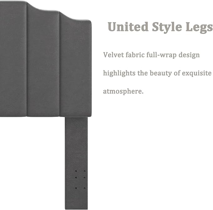 Befurtori King Size Headboard Only, Velvet Wall Mounted Headboard King/California for Adjustable Bed Modern Upholstered Head Board Easy Assembly, Dark Gray