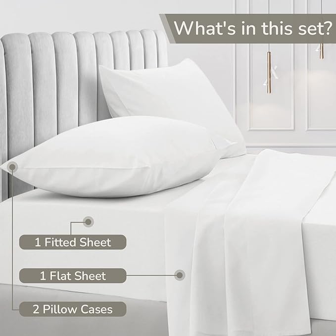 100% Egyptian Cotton Sheets California King Ivory - Luxury Hotel Collection Sheet Set, Cooling, Smooth & Breathable Sateen Weave, Anti Pilling Extra Long Staple Cotton, 16" Deep Pocket - 4Pc