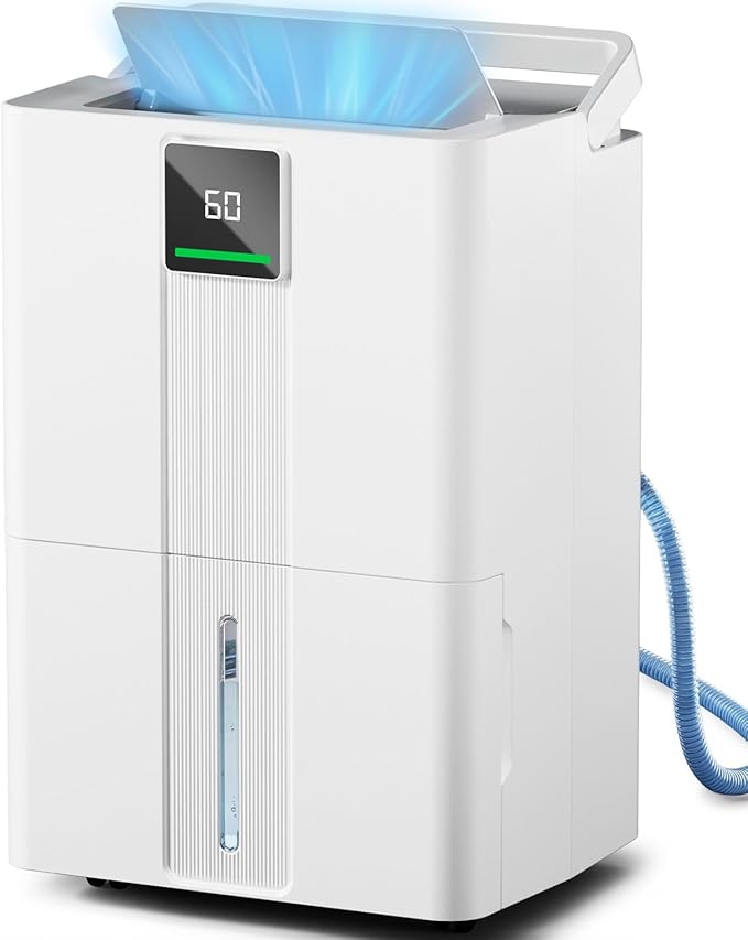 MEPTY 6000 Sq.Ft Dehumidifier,Max 100 Pint/Day Large Dehumidifier for Basement & Home with Drain Hose,Smart Humidity Control,24H Timer & Child Lock,3-Color Humidity Display Ideal for Bedroom,Bathroom