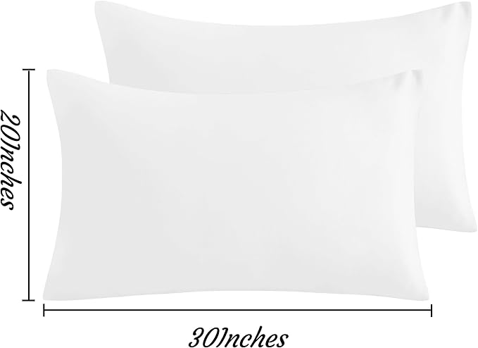 NTBAY Queen Pillow Cases Set of 2, 2 Pack Brushed Microfiber Pillow Cases, Soft, Wrinkle, Fade, Stain Resistant Pillow Cases with Envelope Closure, 20x30 Inches, White