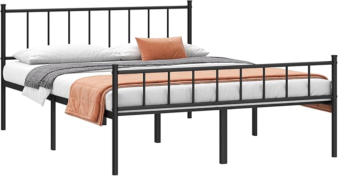 DIIYIV Queen Bed Frame-Classic Metal Platform Bed Frame,Mattress Foundation with Steel Slat Support,Under Foundation Storage,No Box Spring Needed, Easy Assembly, Queen Size