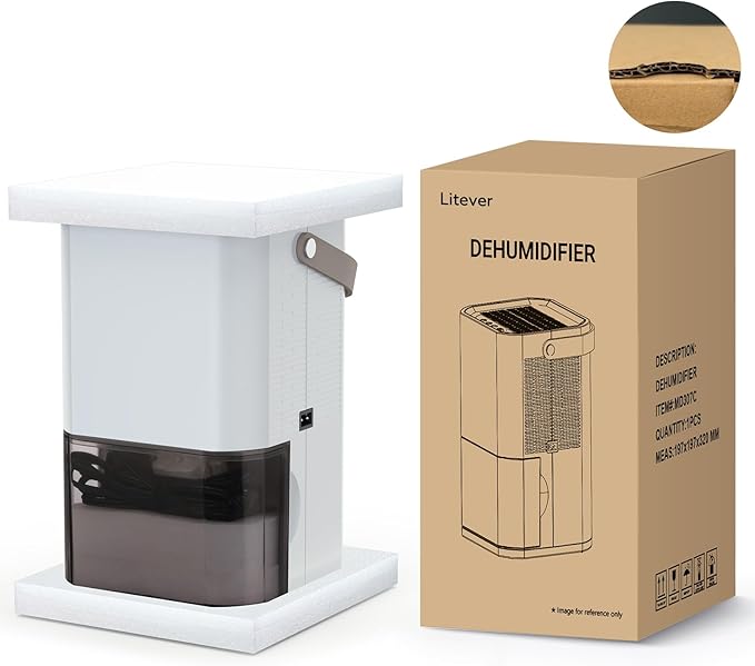 Litever Dehumidifier Dual Core Compact Quiet for Home. Portable, Auto Shut OFF, 57OZ Water Tank. Delay-Off Timer and Ambient Light. Perfect for Small Bedroom Bathroom Basement RV Camper Closet