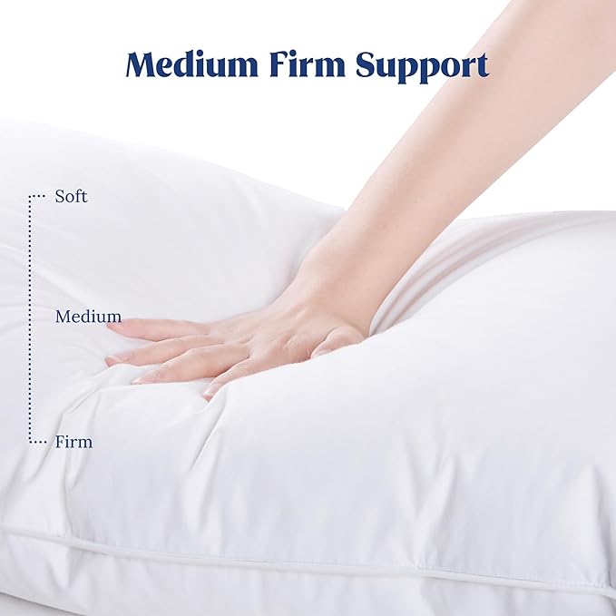 puredown® Goose Feather Down Pillows King Size Set of 2, Fluffy Luxury Hotel Collection Bed Pillow for Back, Stomach or Side Sleeper