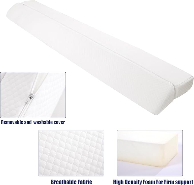 HOMBYS Wedge Pillow Headboard for Bed Gap,Foldable Bed Wedge Gap Filler Twin Size,Matterss Gap Filler,Multi Functional Bed Crack Pillow, Fill The Gap (0-7") Between Your Headboard and Mattress,White