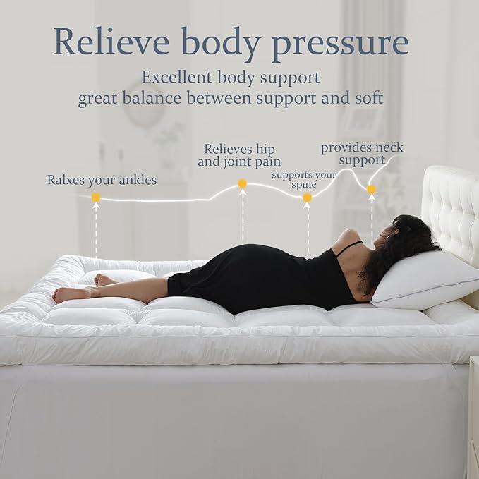 WhatsBedding 5 inch Memory Foam Mattress Topper King Size for Back Pain, Soft Breathable Cover, Comfort Supportive Pillow Top Mattress Topper, 2000GSM Fluffy Shredded Memory Foam Filled