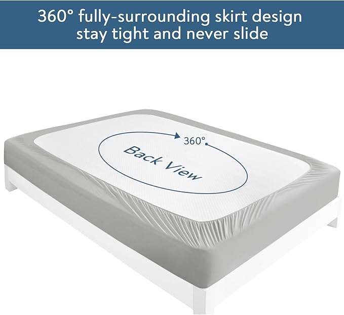 Full Size Mattress Protector Waterproof Cover 2 Pack, Breathable Waterproof Bed Full Fitted Sheet Only, Washable 14" Deep Pocket Double Mattress Cover with Elastic Rubber Band, Grey