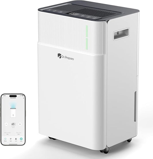 DR.PREPARE 3000-3800 Sq.Ft Dehumidifier for Home with Drain Hose, Smart APP Control, 65 Pints/Day Dehumidifier for Basement, Bedroom, Bathroom, Garage, Large Room, Dry Clothes, 3 Modes, 24H Timer