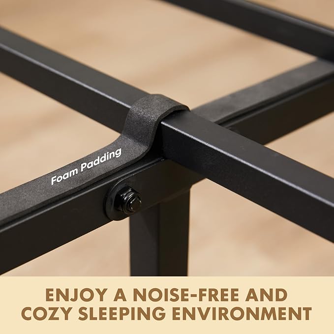 OLIXIS Queen Size Bed Frame with Headboard, 800LBS Bed Base with All Sturdy Metal Support, Under Bed Storage, No Box Spring Needed, Easy Assembly, Rust Brown