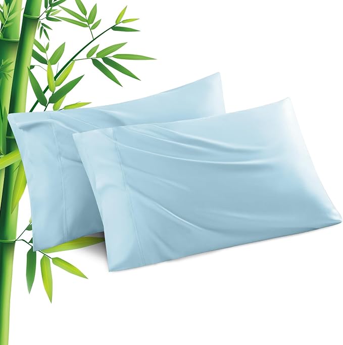 Pillowcases King Size 2 Pack, Cooling Viscose from Bamboo Pillow Cases with Envelope Closure, Cool & Breathable Pillow Cover for Hot Sleepers and Night Sweats, 20" x 40"
