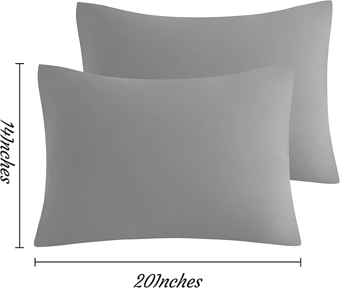 NTBAY Toddler Pillow Cases Set of 2, 2 Pack Brushed Microfiber 14x20 Pillow Cases, Soft, Wrinkle, Fade, Stain Resistant Smoke Grey Pillow Cases with Envelope Closure, 14x20 Inches, Smoke Grey