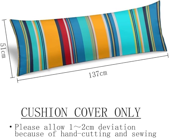 Stripe Bohemian Style Body Pillow Cover Colorful Stripes Long Pillow Case with Zipper Farmhouse Bedding Pillowcase Decorative Pillowcases Soft Cushion Pillow Covers for Bedroom,Couch,20"x54",Teal Blue