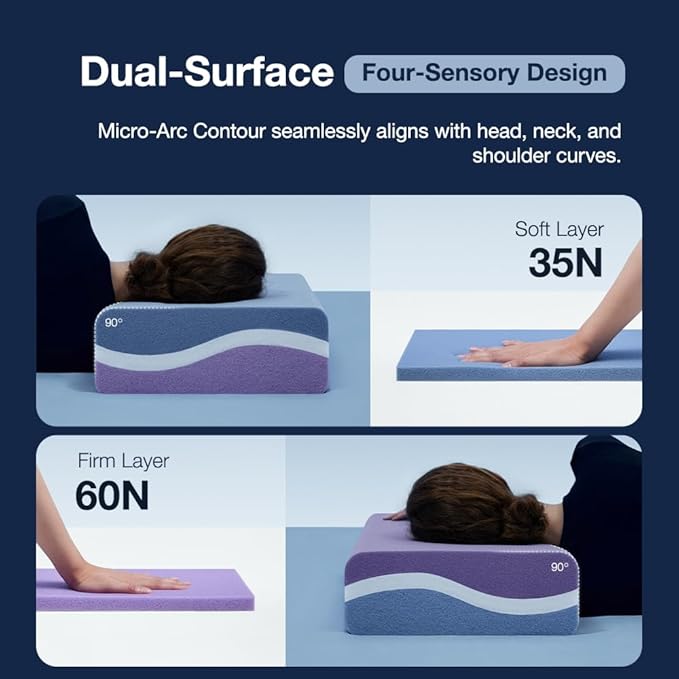 Firm Pro Cube Pillow for Side Sleeper, Cooling Memory Foam Pillows with Two Side Four Types of Softness for Neck and Shoulder Pain, King or Queen 24"x12"x6"