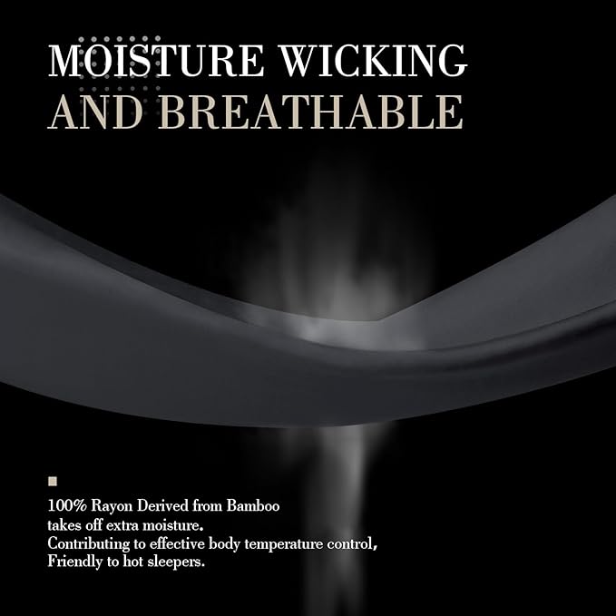 WishSmile Cooling King Pillowcases Set of 2 Breathable Cool Silky Soft Rayon Derived from Bamboo Fabric, Moisture Wicking for Hot Sleepers, Hair and Skin Friendly, Black, 2 Pack, 20x36IN
