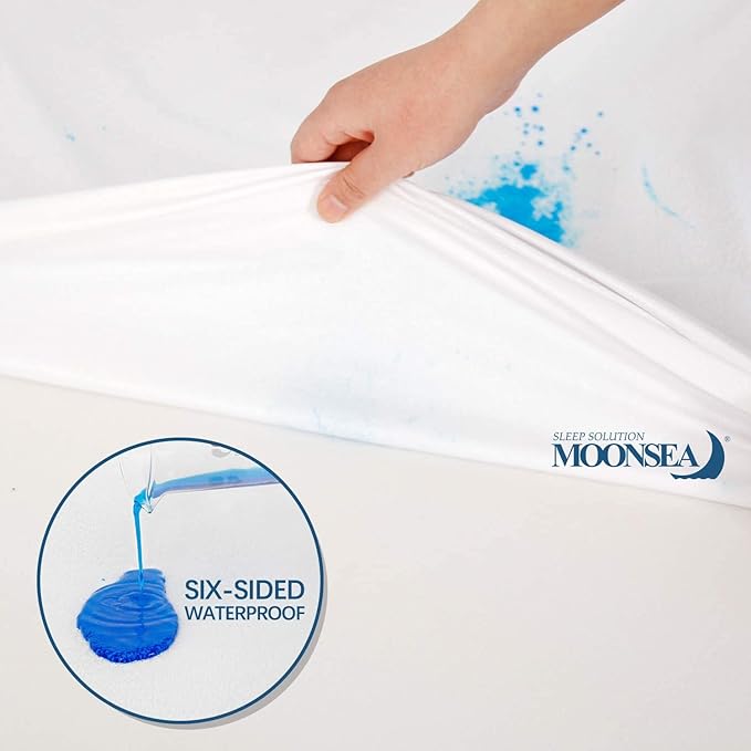 Moonsea Full Size Mattress Protector Zippered, Soft Terry Surface Mattress Cover for Kids, 6-Side Waterproof Mattress Encasement, Well Made Zipper, Noiseless, for Full Mattress (10-14 Inch) 54 * 75