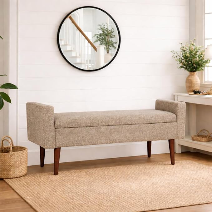 HomePop Fulton Storage Bench - Midtone Gray Fabric