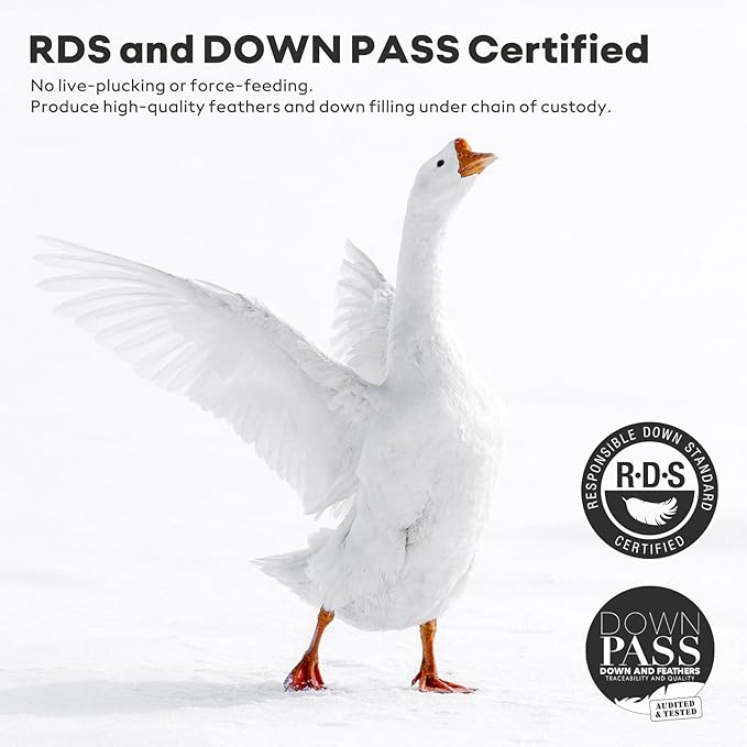 Goose Feather Down Pillows Standard Size Set of 2, Gusseted Design Hotel Collection Pillows, 100% Cotton Cover, Medium Firm Support Bed Pillows for Side, Back, and Stomach Sleepers(18”x24”)