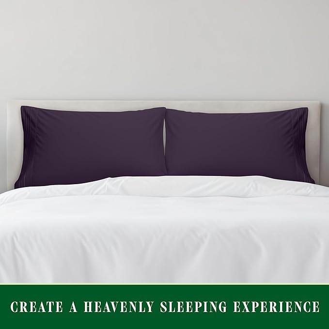 Elegant Comfort Luxury Ultra-Soft 2-Piece Pillowcase Set - 1500 Premium Hotel Quality Microfiber Double Brushed - Wrinkle Resistant, Standard/Queen, Purple