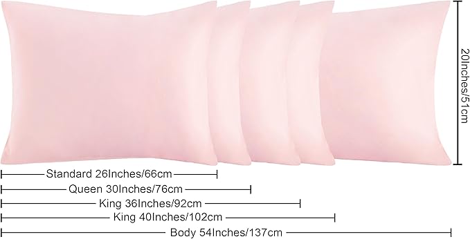 NTBAY Body Pillowcase - Brushed Microfiber 20x54 Pillowcase - Soft, Wrinkle-Free, Fade-Resistant, Stain-Resistant, Blush Pink Body Pillow Cover with Envelope Closure - 20x54 Inches, Blush Pink