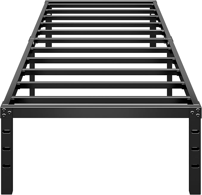 HLIPHA Metal Platform Bed Frame 12 Inch Tall,No Box Spring Needed,Twin Size Bed with Heavy Duty Strong Support Slats,Easy to Assemble,Black